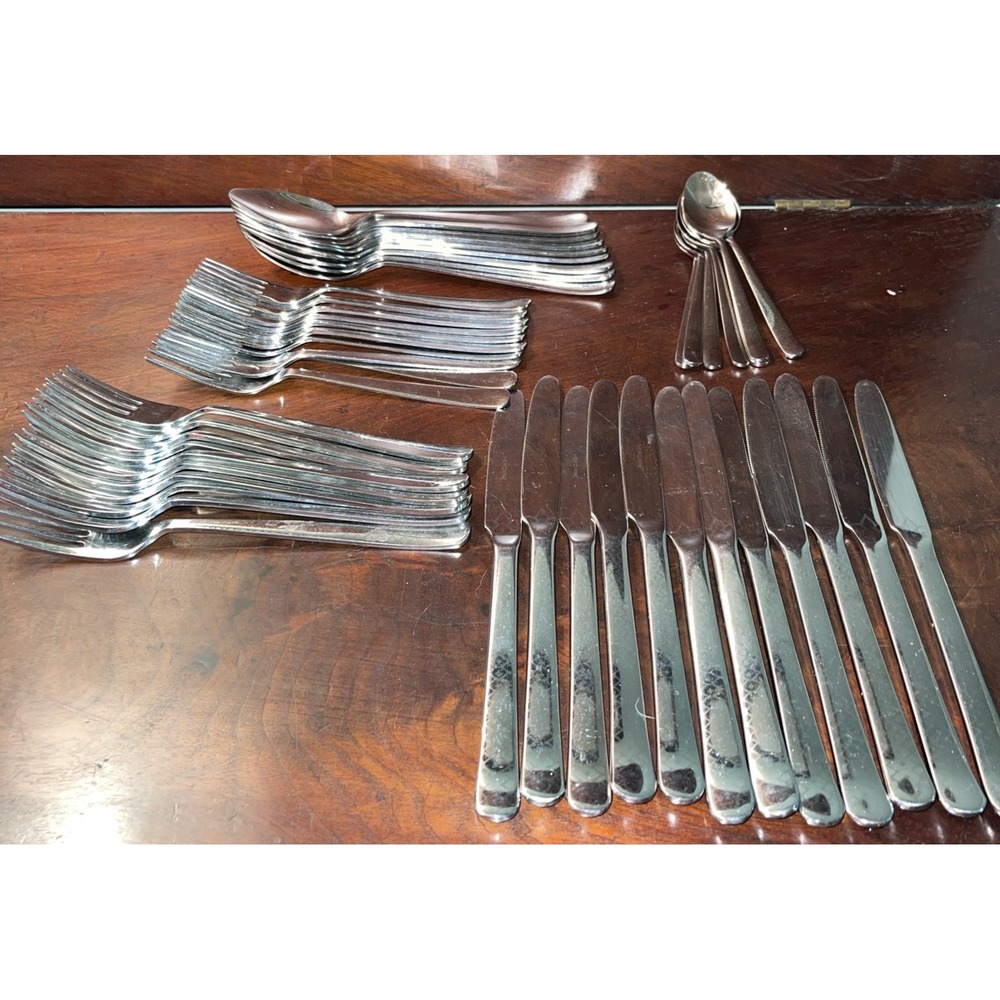 Herdmar Portugal 18/10 Stainless Etched Flatware  Settings‎ 48 Pieces